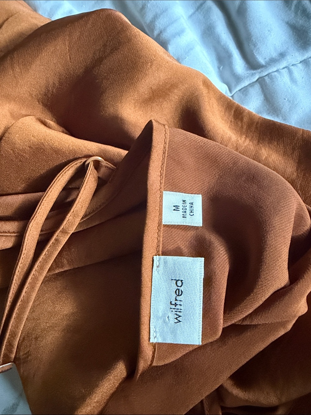 Aritzia Wilfred Only Satin Midi Slip Dress Anise Brown Orange Size M - Picture 6 of 6